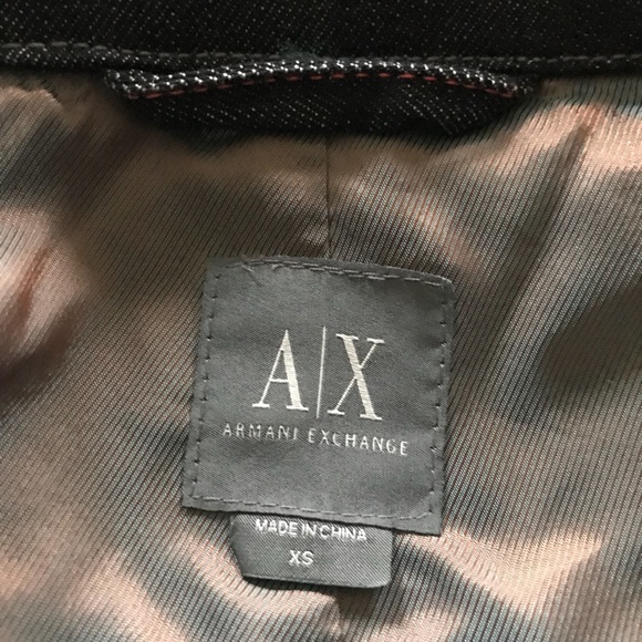 Armani Exchange Trench Coat XS Black Denim Jacket - Picture 5 of 8